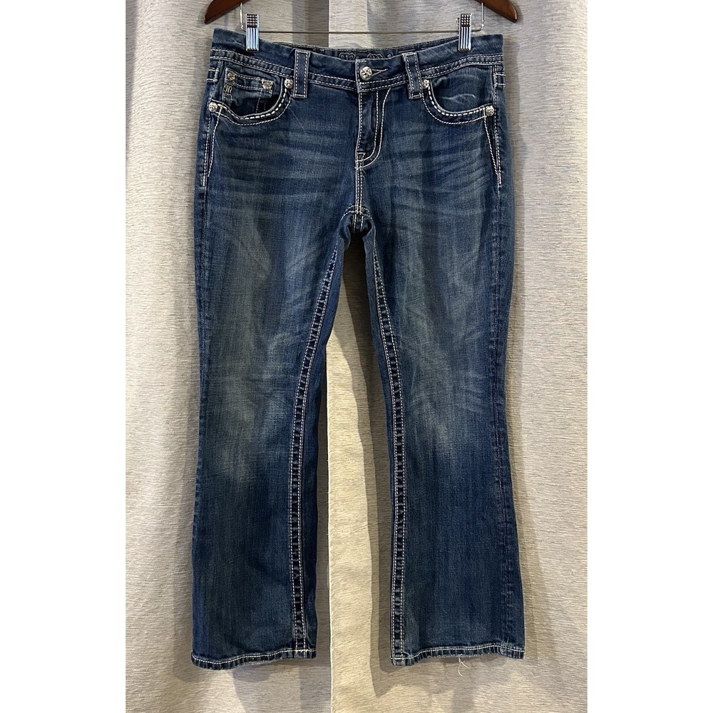 Miss Me Bootcut Embellished Y2K Flap Pockets Low Rise Jeans Women's Size 29